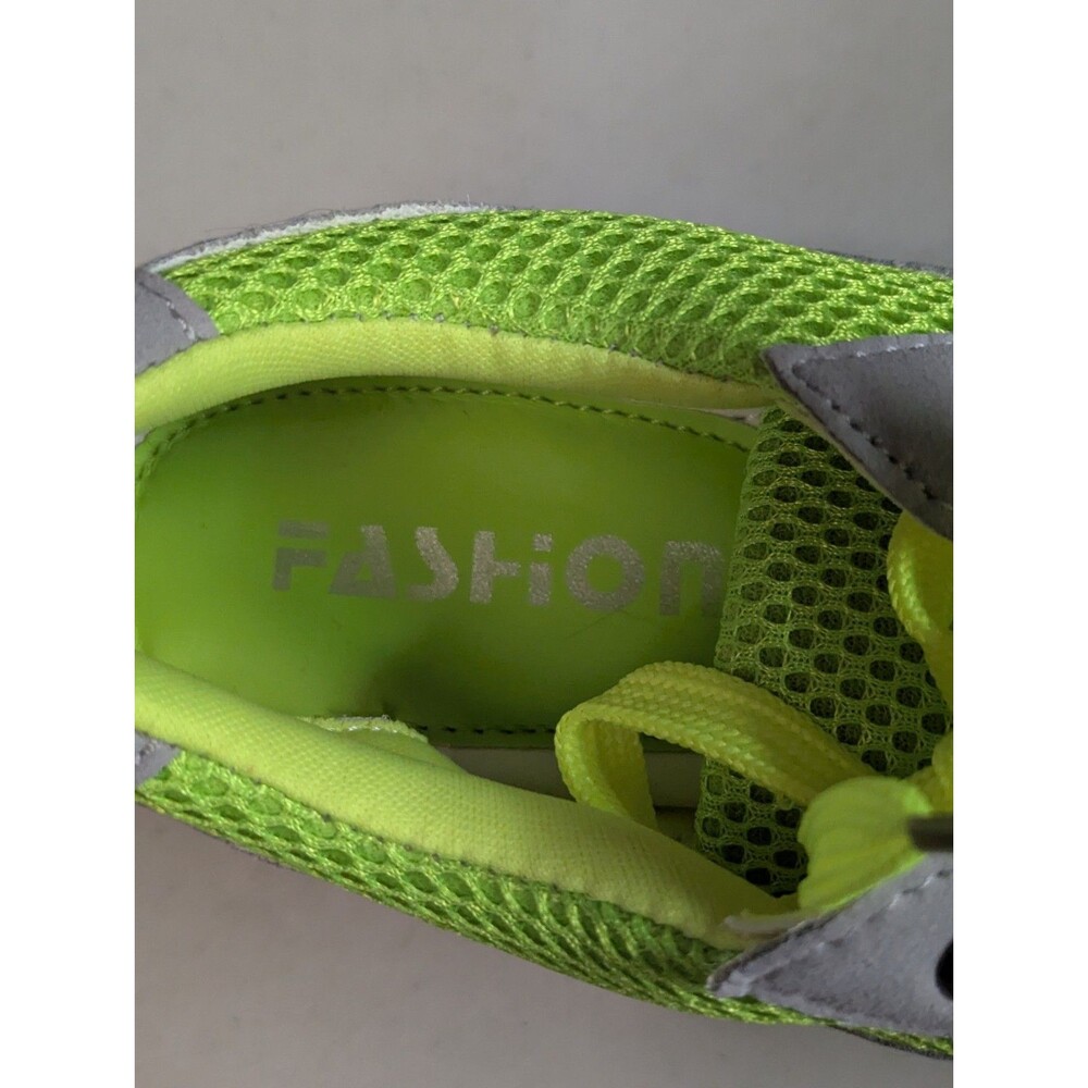 Neon Green Grey Mesh Platform Sneaker Sandals Chunky Wedge Slingback Size 6.5 - Picture 8 of 11